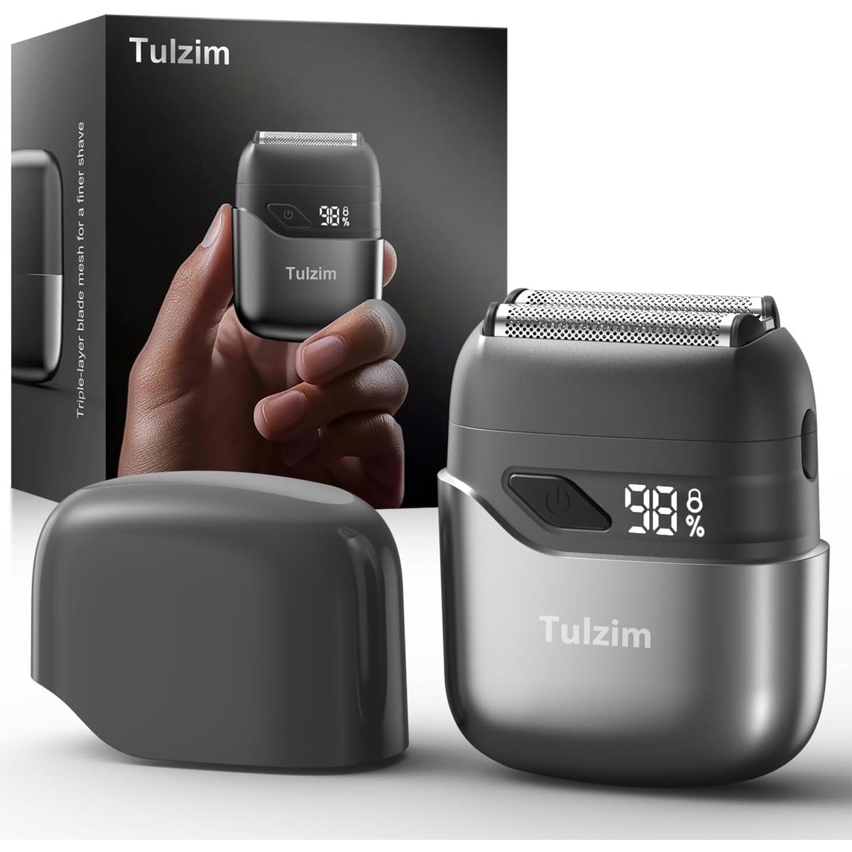 [TikTokShopStockUp]Upgraded Mini Electric Shaver for Men, Foil Shaver for Men with 3 Blade Heads Floating Head IPX7 Waterproof Wet/Dry LED Display USB Type C Shave Revolution Luggage Electric Shaver