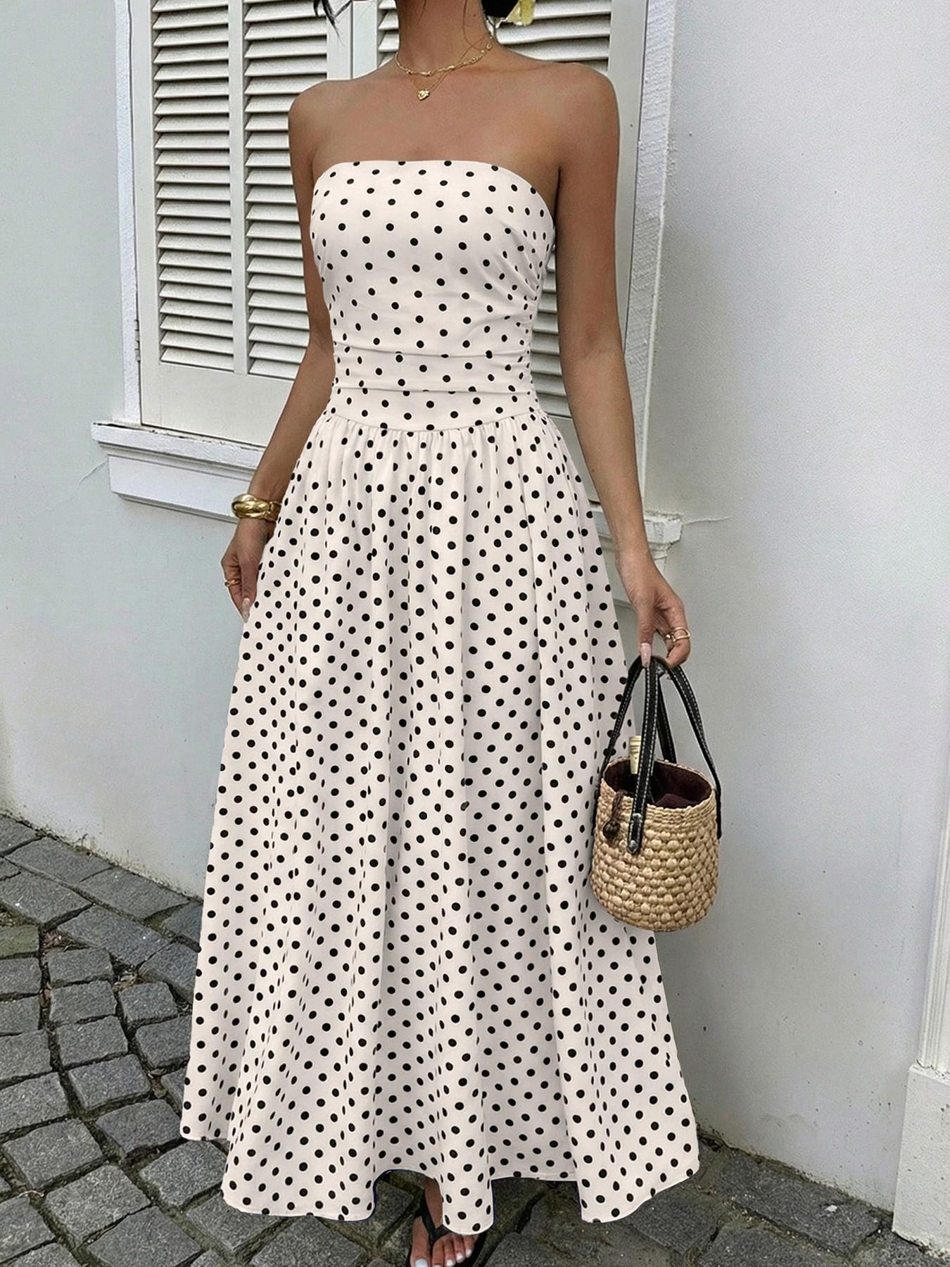 Elegant Vintage Long Dress Sleeveless Halter Polka Dot Dress, Women's Retro Style, Boho, Perfect for Parties and Special Occasions - TikTok Shop Elegant Vintage Long Dress Sleeveless Halter Polka Dot Dress, Women's Retro Style, Boho, Perfect for Parties and Special Occasions - TikTok Shop
