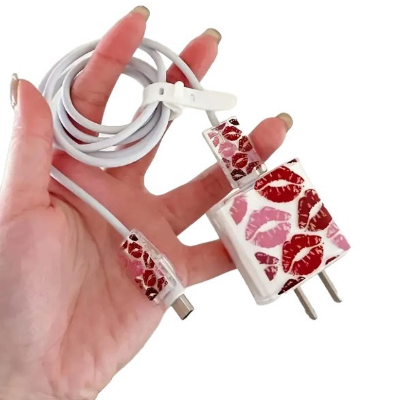 Silicone Charging Cable Protector Case with Fixed Rope, Compatible with iPhone Accessories, Lightning Cable, No Charger Included, Ca Prop 65 Compliant