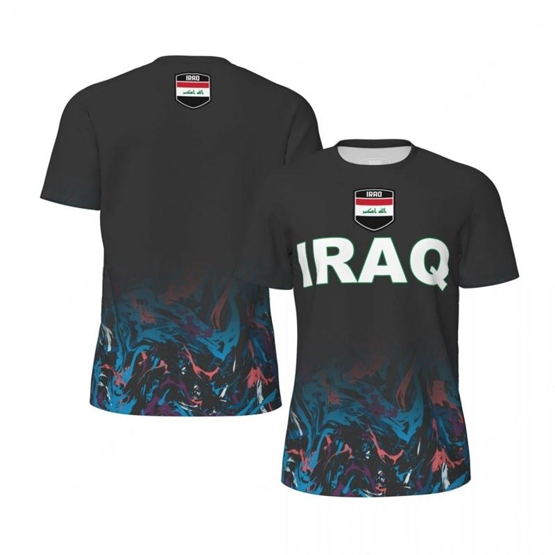Iraq Flag Graphic Mens Football Jersey Fashion National Emblem 3D Printed Sports T Shirt Casual Oversized Breathable Tees Tops ﻿
