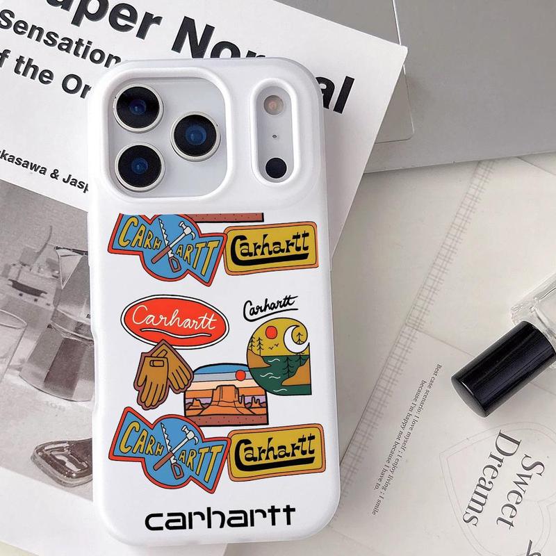 Fashion C-Carhartt Logo Phone Case For iPhone 17 16 15 14 13 12 11 Pro Max Plus Mini Luxury Jelly Material Case Fashion Durable Crystal Clear Stylish Shockproof Scratch-Resistant Perfect Fit