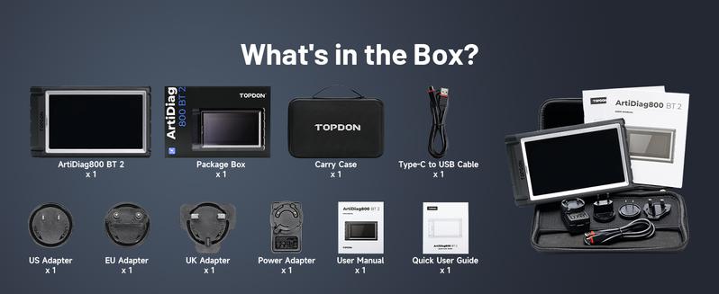 TOPDON AD800BT  V2.0 Bi-Directional Control Full Systems Diagnostic Tool for All Vehicles, Automotive Diagnostic Scanner for Car, 28+ Services, FCA AutoAuth, CANFD