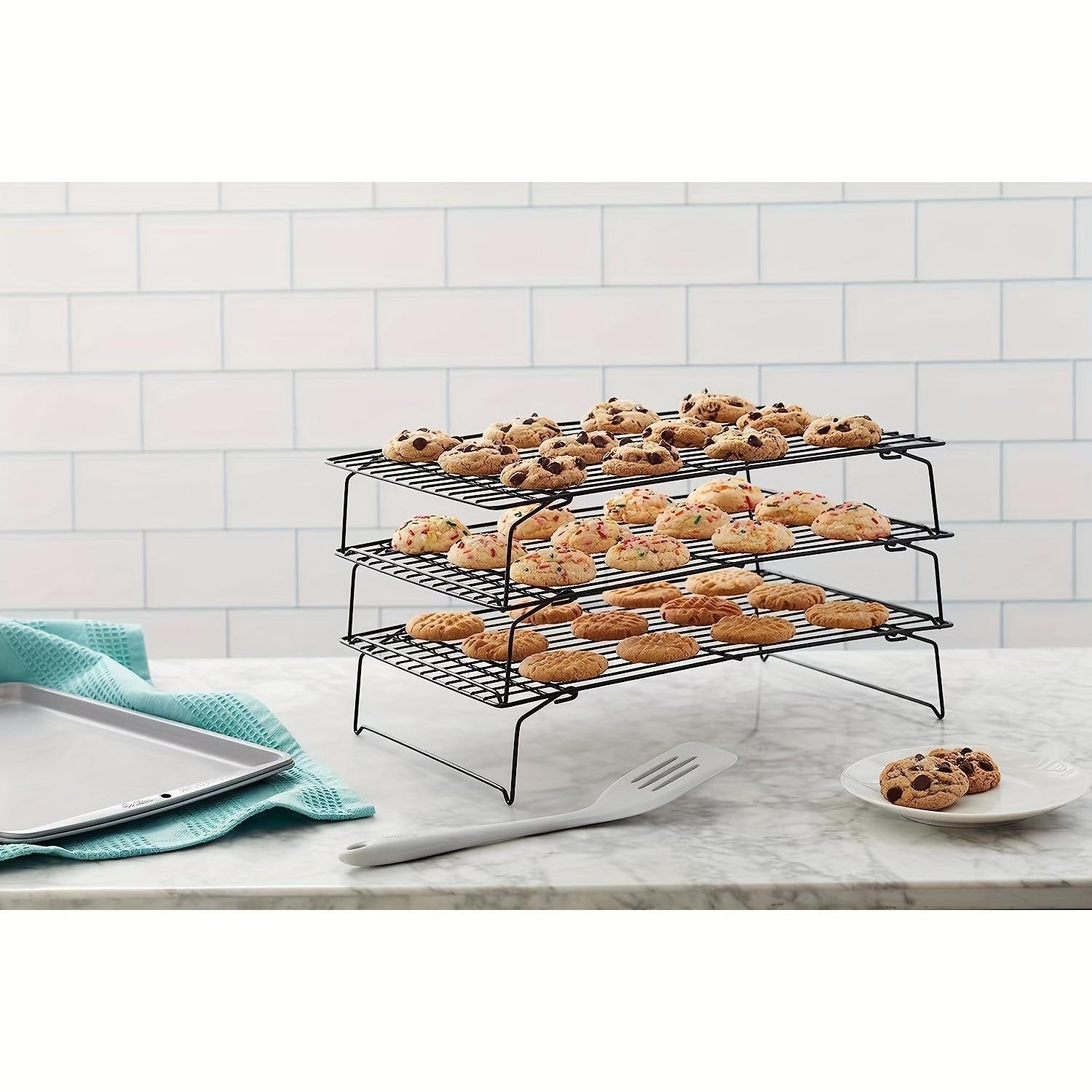Baking Three-Tier Cake Stand Foldable Bread Cooling Rack Cookie Mesh Non-Stick Cooling Tray for Bakers