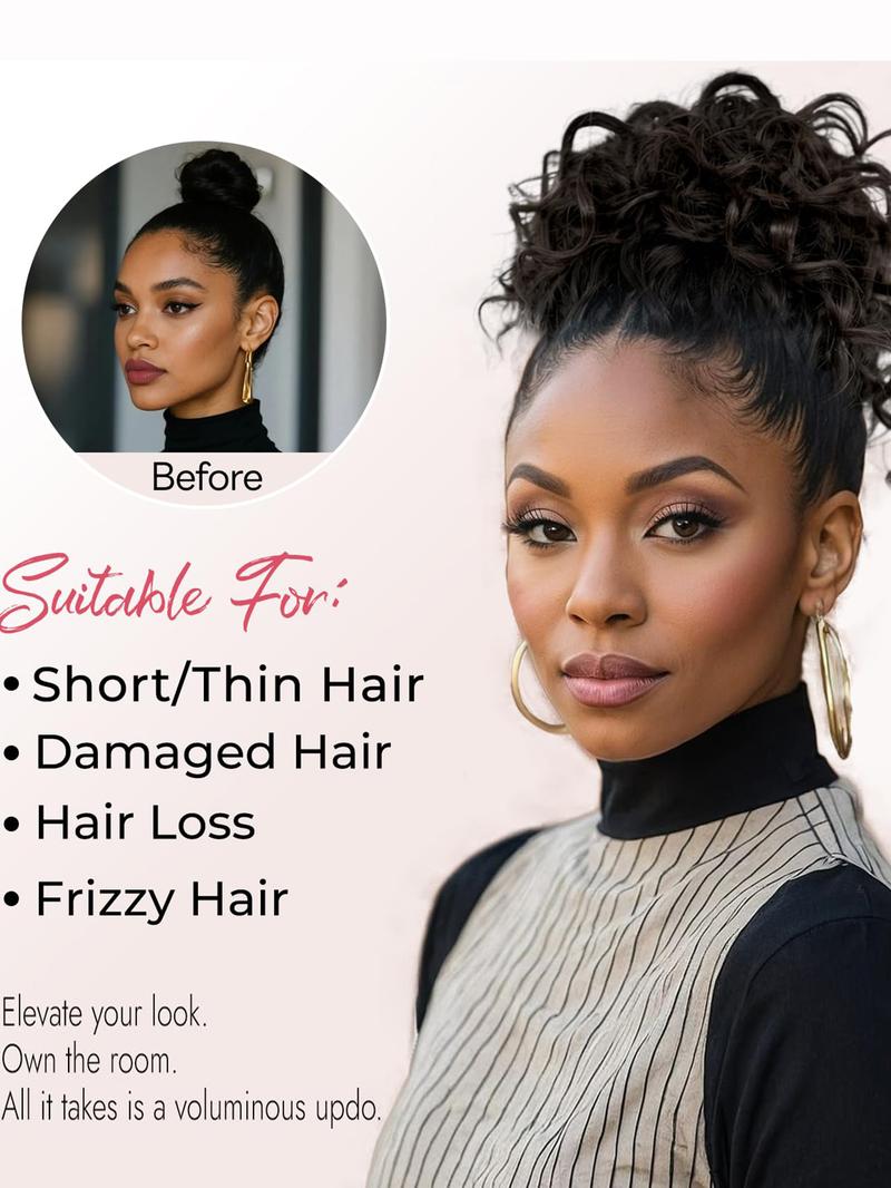 Natural Messy Bun Hair for Women, Synthetic Loose Wave Bun Hair is Ponytail Extension with Elastic Drawstring,  Gorgeous Bun Perfect for Beginners Daily Wear &Party Use. Synthetic Curly Hair (8 Inch)