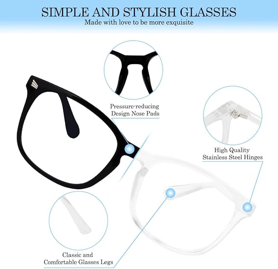 3 Pack/2 Pack/1 Pack Computer Glasses Study Glasses Gaming Glasses TV Phones Daily Use Eyeglasses Woman Mens Fashion Glasses work office