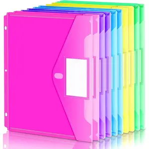 Binder Pocket, 10 Pack Super Heavyweight Plastic Folders with Tight Closure, Folders with Pockets Side Loading, Binder Organizer, Binder Dividers with Pockets, Letter Size,  Colors