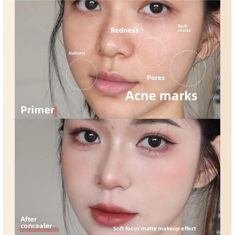 Double-Ended Moisturizing Makeup Foundation Stick with Brush, Full Coverage Concealer Cream, Natural Finish, Suitable for All Skin Types, Multiple Colors Available