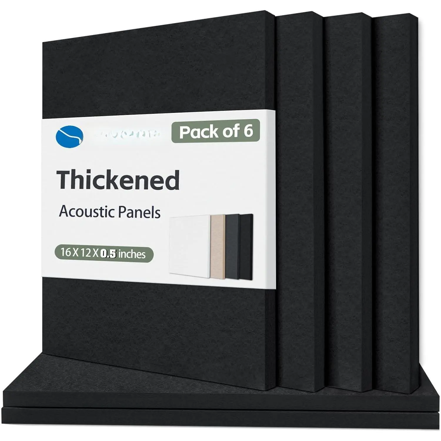 Thickened Acoustic Panels, 16 x 12 x 0.5 Inches Pack of 6 Felt Wall Decor Tiles Sound Absorbing Board, Noise Reverb Echo Dampening Soundproof Padding for Door  Recording  Studio