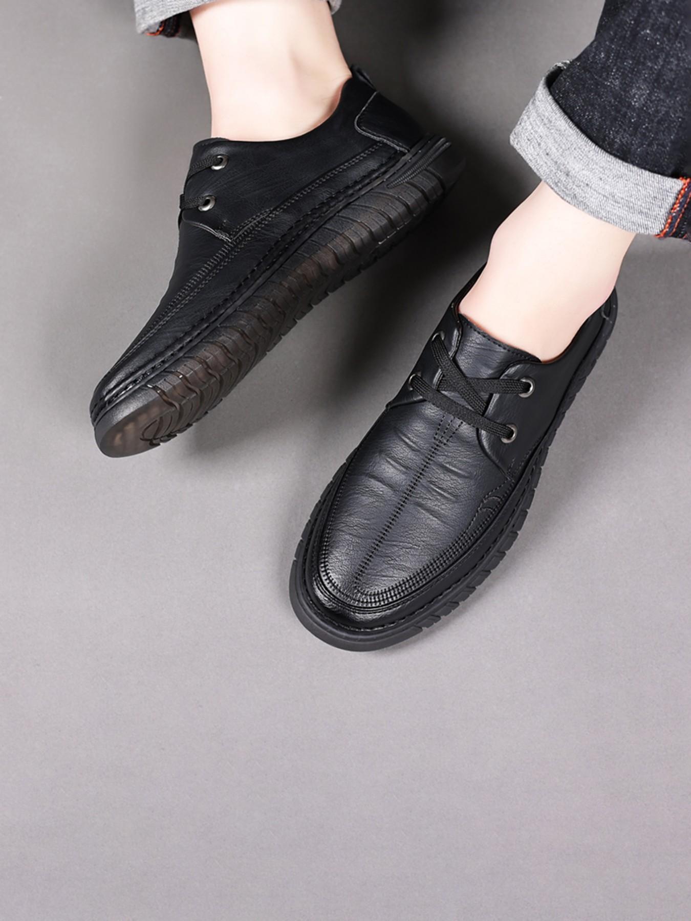 2026 Spring Summer New Soft Leather Casual Shoes, Hand-Stitched Durable Anti-Slip Work Boots, Lightweight Comfortable Dad Shoes