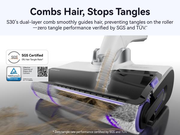 NARWAL S30 Wet Dry Vacuum Cleaner with 20000Pa Suction, 176°F Self-Cleaning, Heated Drying, Disposable Waste Bag, Tangle-Free, Cordless Vacuum Mop for Hard Floors & Edge Cleaning, Easy to Use