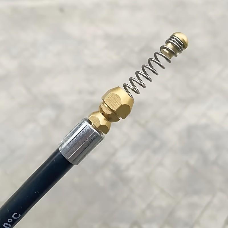 High-Pressure Drain Cleaning Nozzle, G1/4 and G1/8 Threaded, Spring Head Design, Unblock Sewer Pipes, Waste Water Blockage Tool
