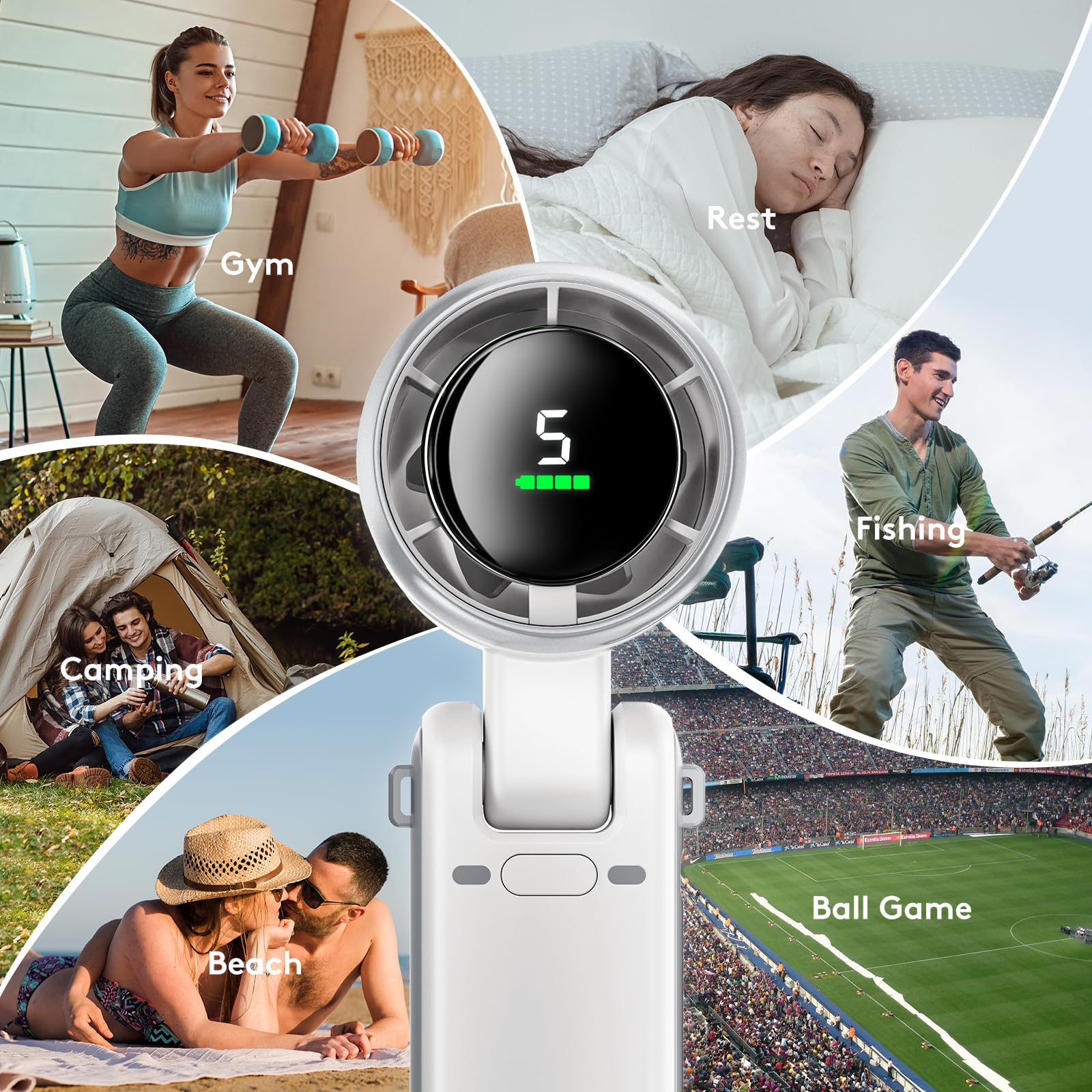 Portable 3-in-1 Turbo Mini Fan - 180° Foldable Handheld Fan with 3600mAh Battery & LED Display, 5 Speed Settings - Personal Cooling Fan for Travel, Outdoor, Home Use