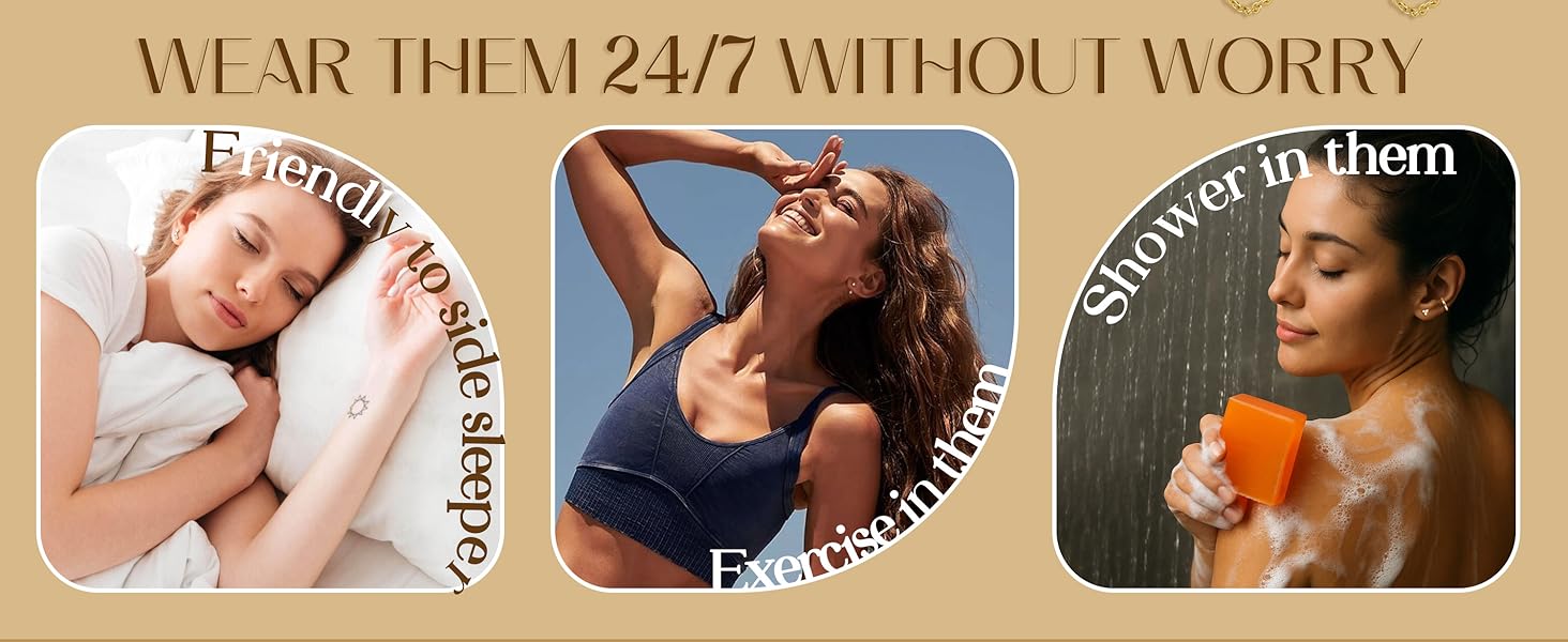 Hypoallergenic 14k Hoop Stud Earrings, Trendy Chain Cartilage & Huggie Sets, Lightweight 8 Pairs for Multiple Piercings