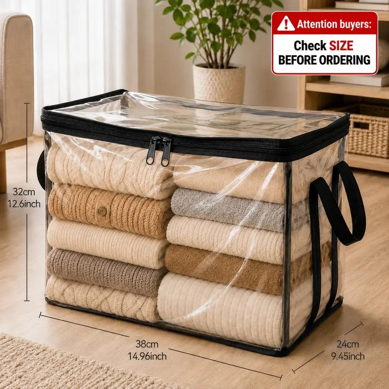Large Clear Thick Plastic Storage Box with Hinged Lid, Heavy-Duty Durable High-Capacity Organizer for Home, Moving, Attic Large Clear Thick Plastic Storage Box with Hinged Lid, Heavy-Duty Durable High-Capacity Organizer for Home, Moving, Attic