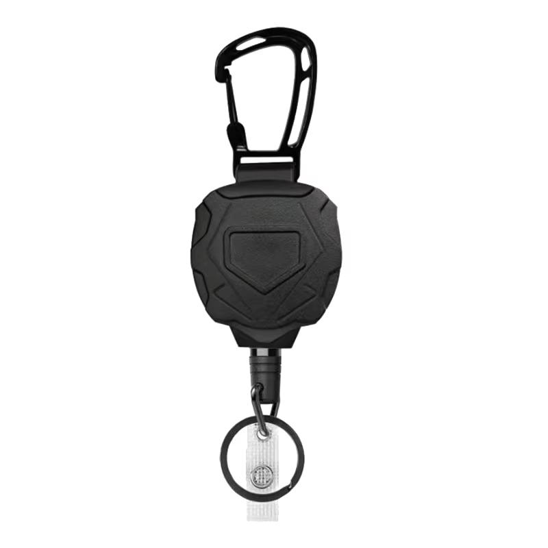 Retractable Badge Reel Keychain with Tactical ID Tag, Steel Extending Cord, Durable Metal Construction, Ideal for Security Use