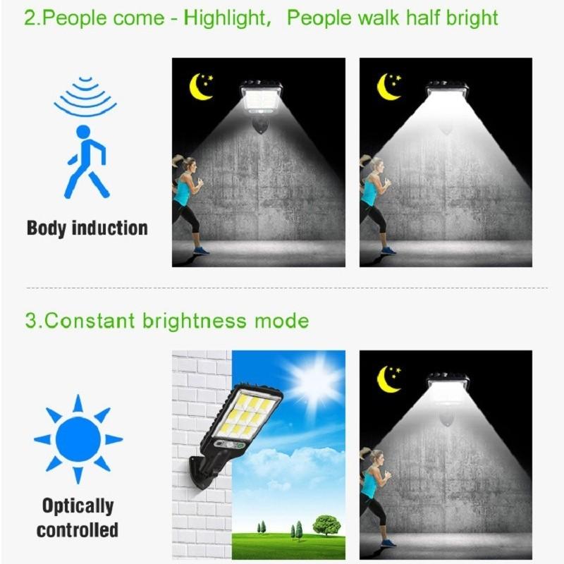Outdoor Super Bright LED Solar Street Light 9cob Body Sensor Solar Wall Light Ip65 Waterproof Dusk to Dawn Safety Lamp Garden Pathway Decor