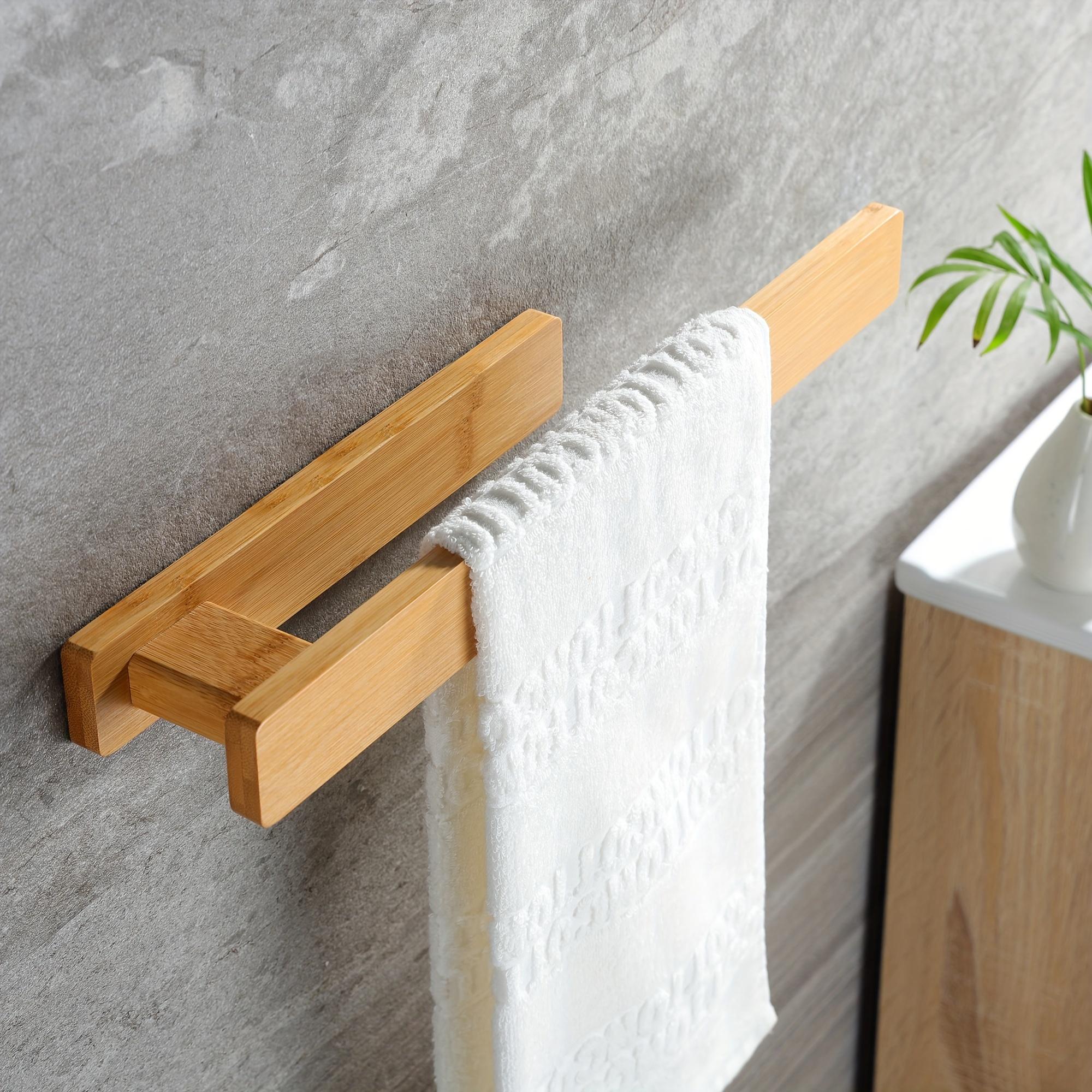 Easy-Install Solid Wood Towel Rack - Space-Saving, No-Drill Wall Mount for Bathroom & Kitchen Storage