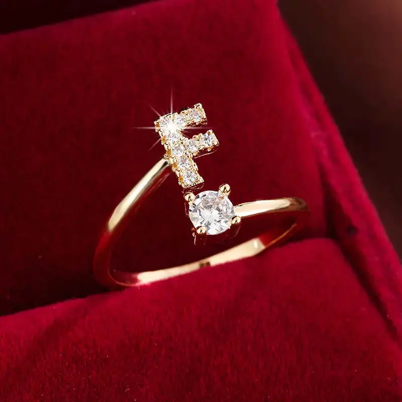 Exquisite Trendy Minimalist Adjustable Initial Letter Zircon Crystal Artificial Gemstone Ring - 26-Letter Band, Unisex Fashion Rings, Anniversary Gift for Him, Adult Jewelry Accessory for Everyday Wear Exquisite Trendy Minimalist Adjustable Initial Letter Zircon Crystal Artificial Gemstone Ring - 26-Letter Band, Unisex Fashion Rings, Anniversary Gift for Him, Adult Jewelry Accessory for Everyday Wear
