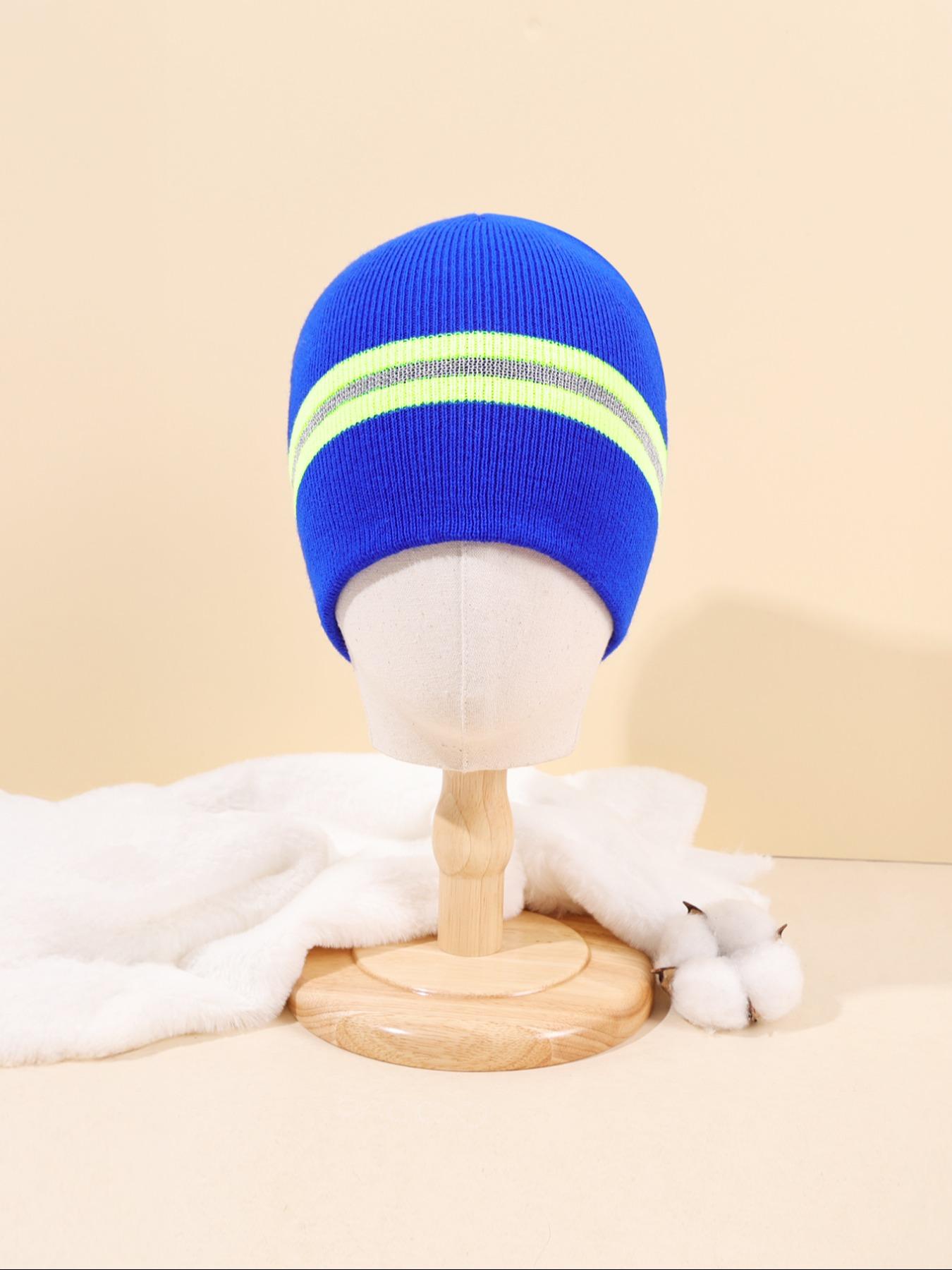 Cold Weather Beanie with Reflective Strips, Fitted Stripe Design for Men & Women, Ideal for Running Hiking Cycling, Fall/winter Essential