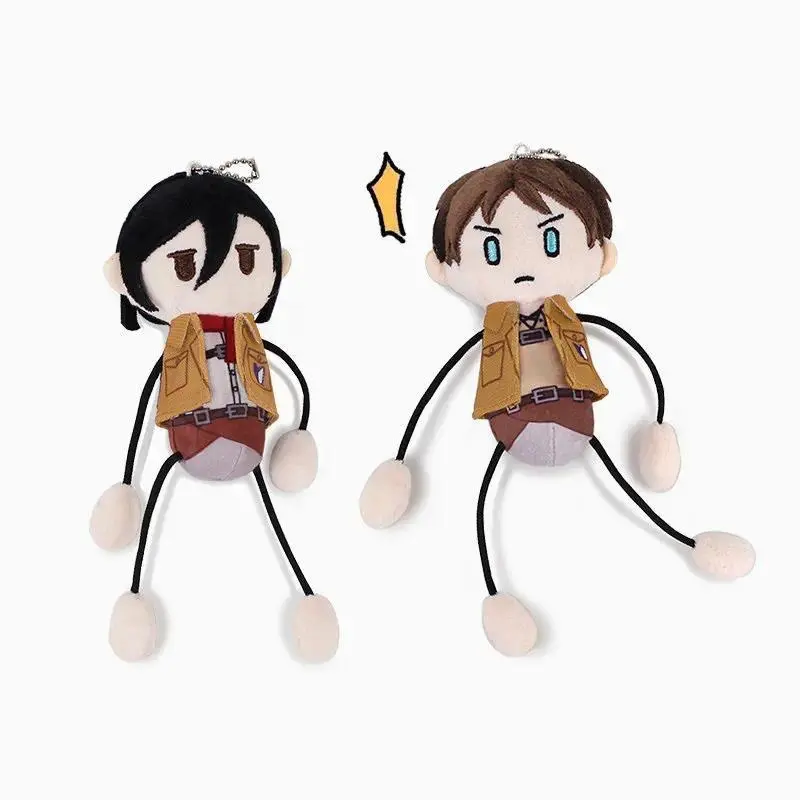 Attack on Titan Plush Keychains Eren Yeager, Levi Ackerman & Mikasa Ackerman Wings of Freedom Stuffed Doll Pendant Gift