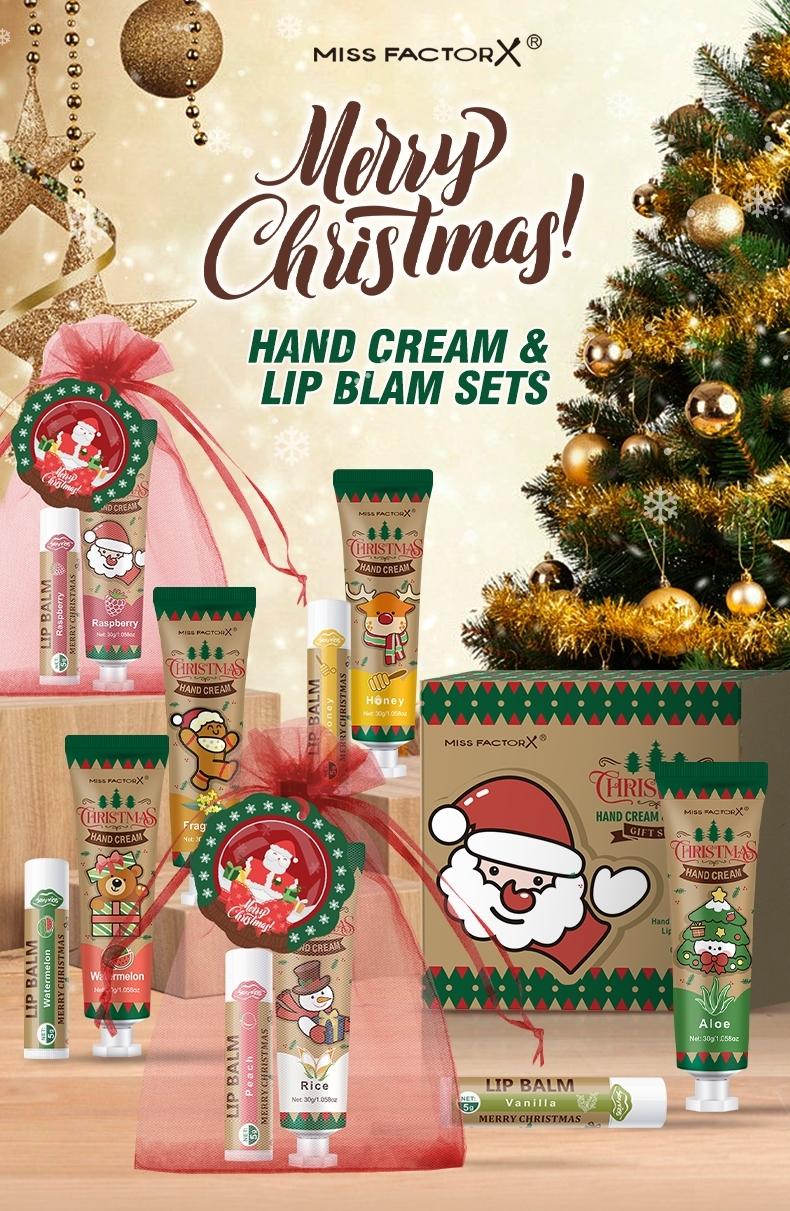Christmas Gift Set, Hand Cream & Lip Balm, 6 Scents, Moisturizing, Includes Holiday Cards & Bags, Wedding Thank You Gifts, Valentine's Day