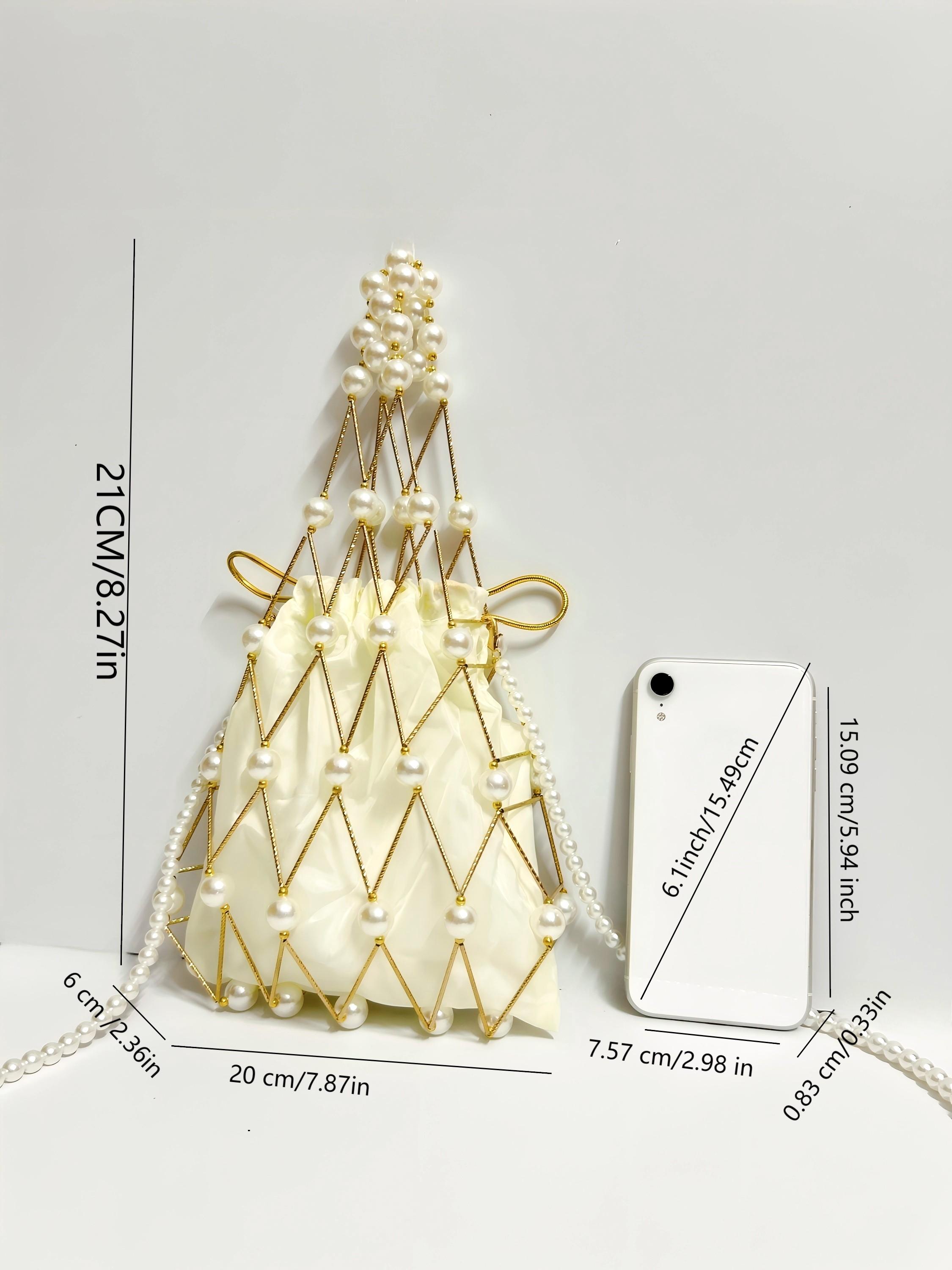 Pearly Net Pouch Bag for Mobile Phones, Unique Luxury Design, Soft Style Women's Essential Bag, Perfect for Parties and Dates, Christmas Atmosphere Enhancer, Fashionable Unique Bags