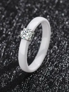 Minimalist Colorful Promise Rings for Women Stackable Ceramic Wedding Band 3mm Thin Engagement Ring in Black White Pink Green