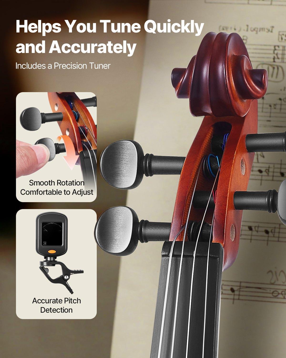 VEVOR 1/2 Size Solidwood Violin Full Kit, Professional Brown Musical Instrument for Beginners, Includes Hard Case, Rosin, Bow, Shoulder Rest, Bridge, Tuner, Extra Strings