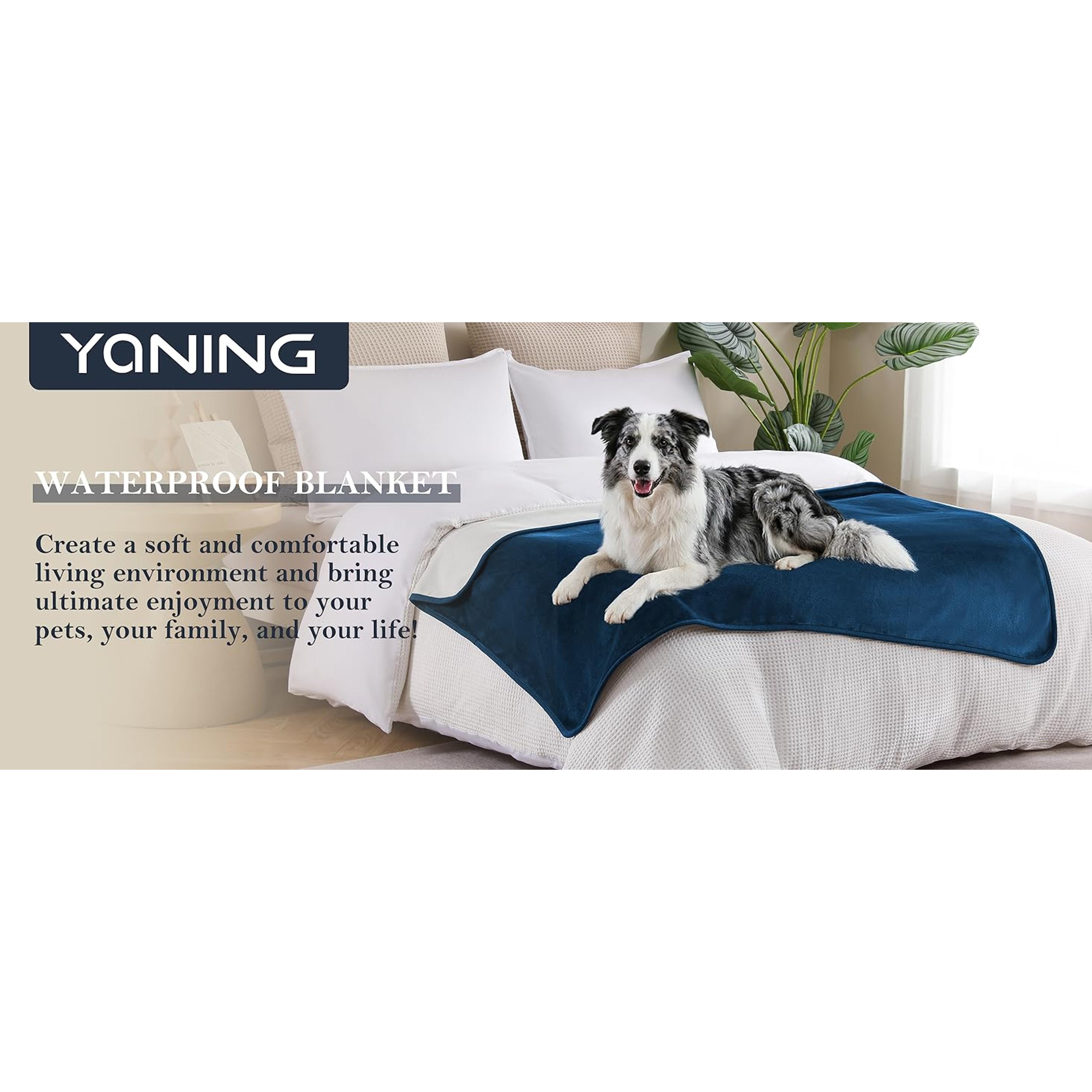 Waterproof Blanket 60"x80" for Adults, Reversible Waterproof Bed Cover for Dogs Cats Pets, Soft Leakproof Blanket for Bed Couch Sofa Furniture Protector, Dusty Pink/Off White