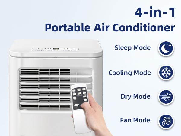 【TikTokShopSpringGlowUp】Antarctic Star Portable Air Conditioner 8000 BTU (ASHRAE), Remote Control, Fan Mode, Cools 250sq.ft, 24 Hour Timer, Quiet Operation, 2 Fan Speed for Bedroom Office Home Dorm.smartliving
