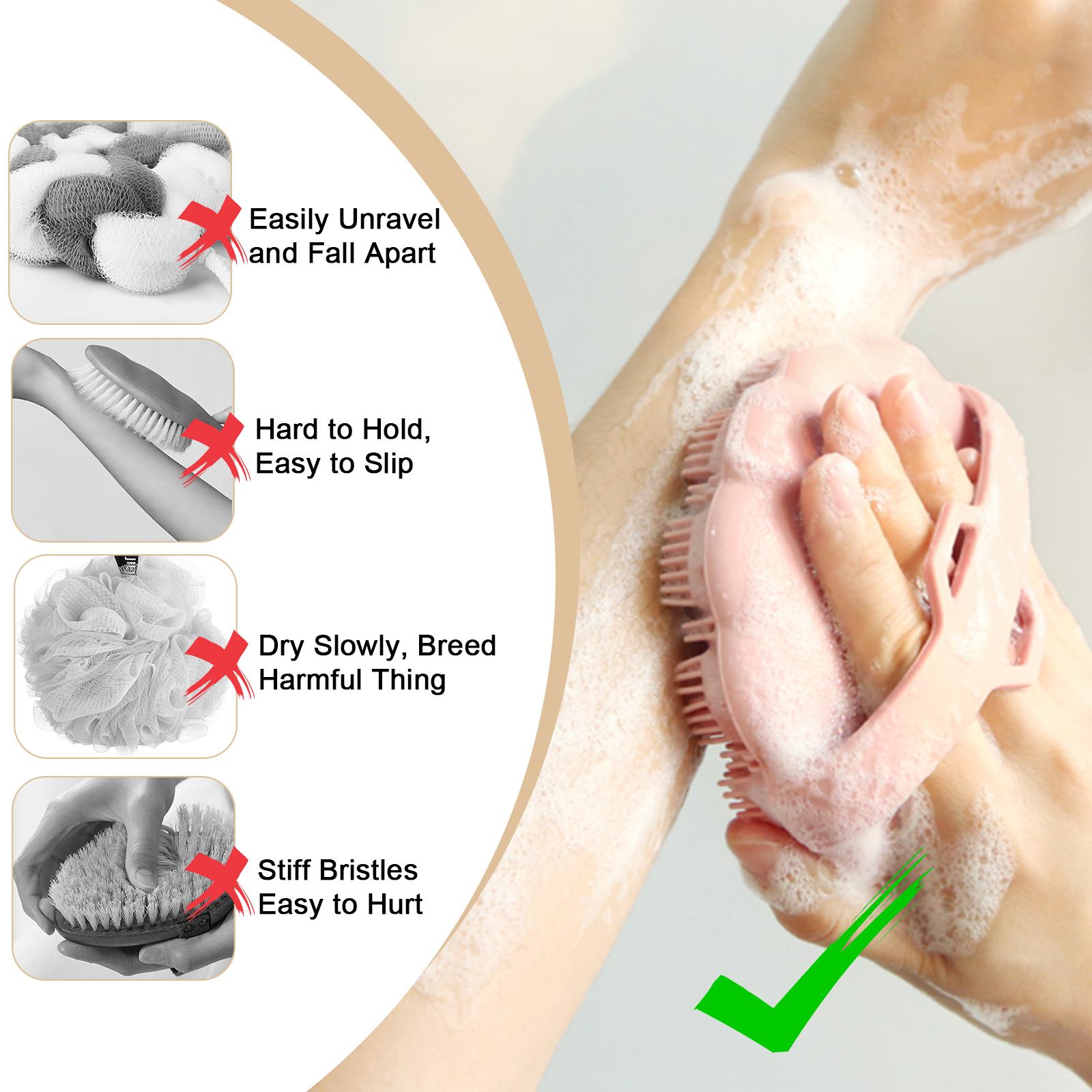 silicon scrubber body Shower Brush, Exfoliating Body Wash Scrubbers for Men and Women for All Skin Types,Ergonomic No-Slip Handle, Body Brush for Showering