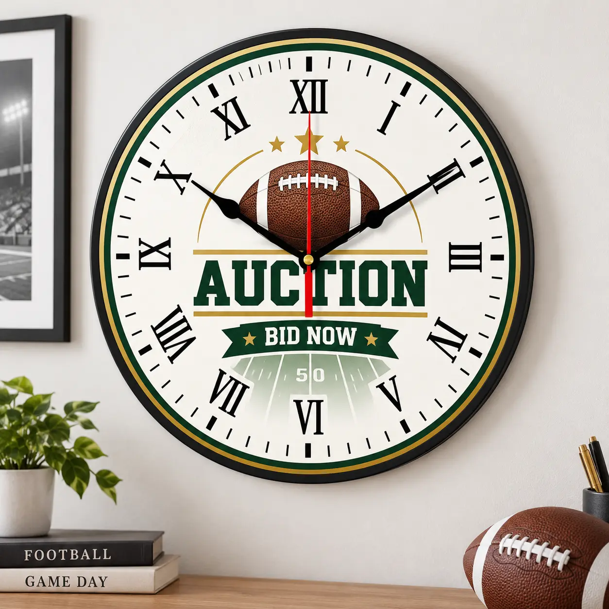 10IN Round Wall Clock, Home Decor Hanging Clock YXBZ-GLQA005