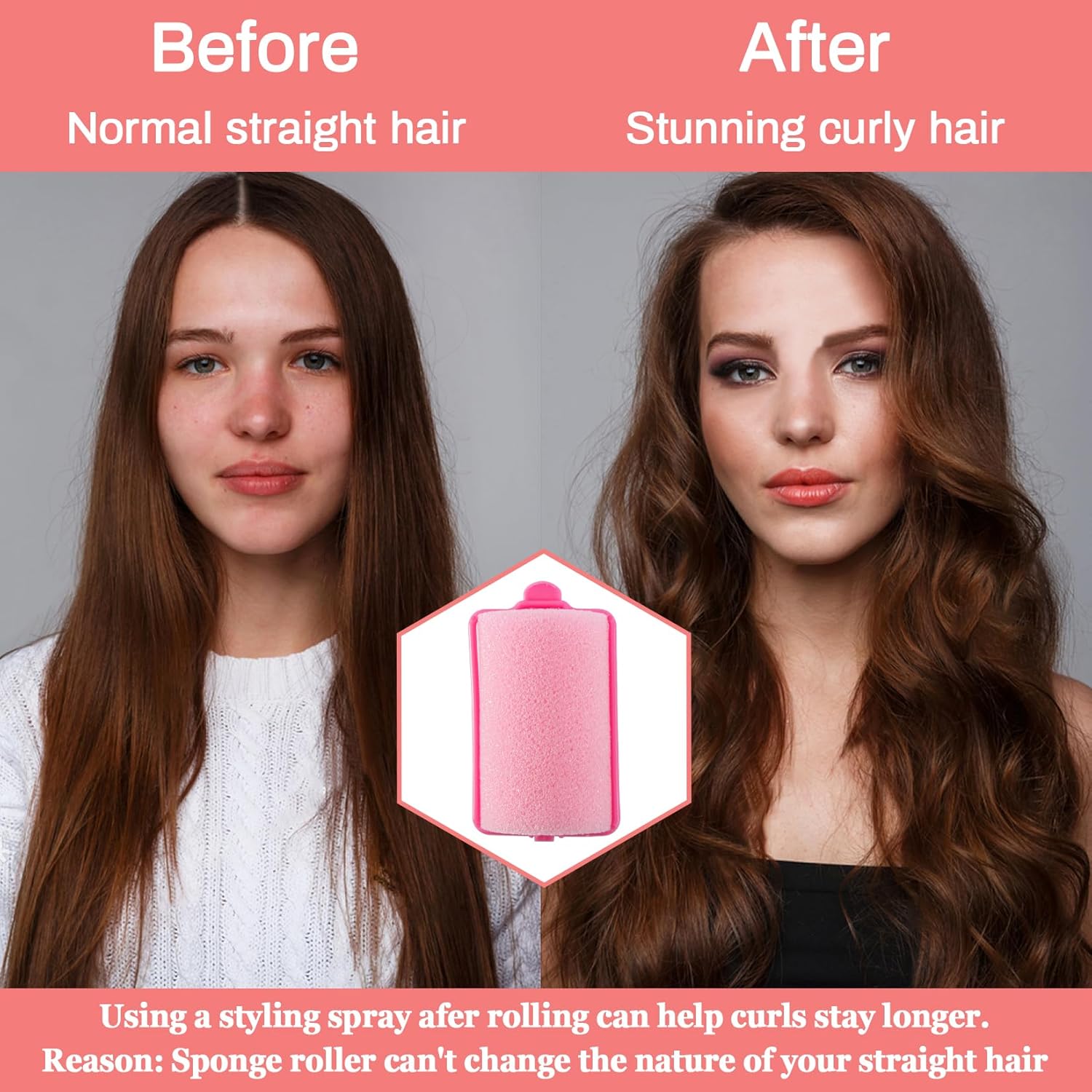 Soft Foam Hair Rollers Pack of 8, Easy Home Styling, No Heat Short & Long Hair Sleep Curlers, Small Sponge Curls, Overnight Use, All Hair Types