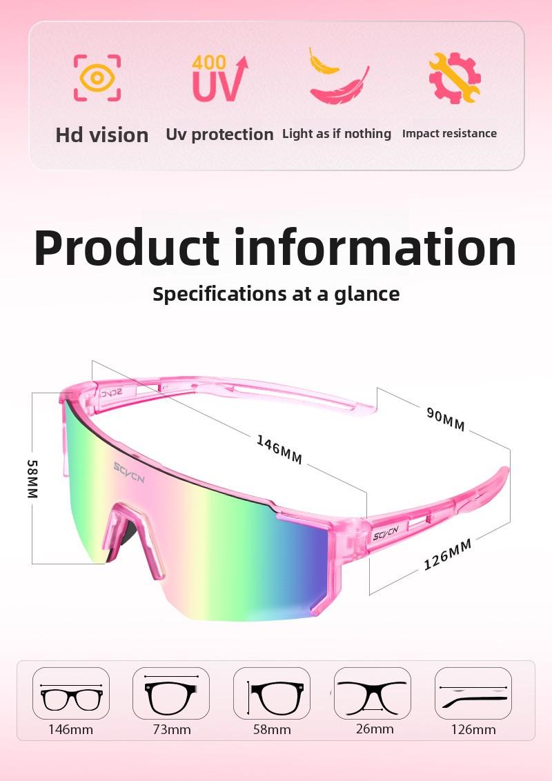 SCVCN Colorful Sports Glasses Windproof Cycling Glasses Sports Sunglasses Outdoor Running Light proof Glasses Off road Climbing Glasses, UV400+UV resistant Suitable for Climbing Cycling Climbing Running Fishing, Lightweight Material HD Vision