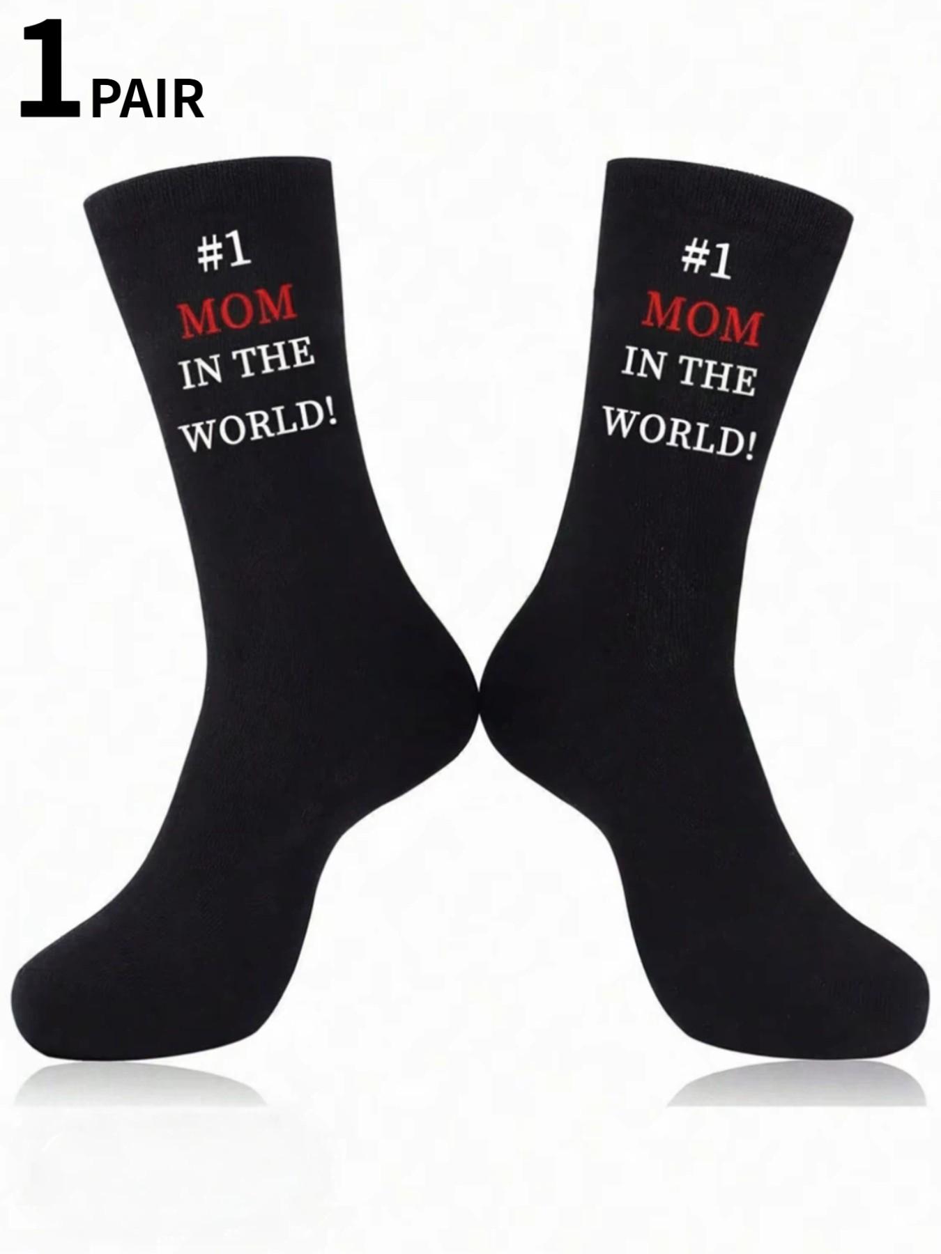 1/3pairs“#1 Mom in the world” Socks and Ankle Socks—Featuring unique and creative designs, these make adorable gifts for Mom on Mother's Day, her birthday, or Valentine's Day; fun socks suitable for everyone, young and old, men and women alike