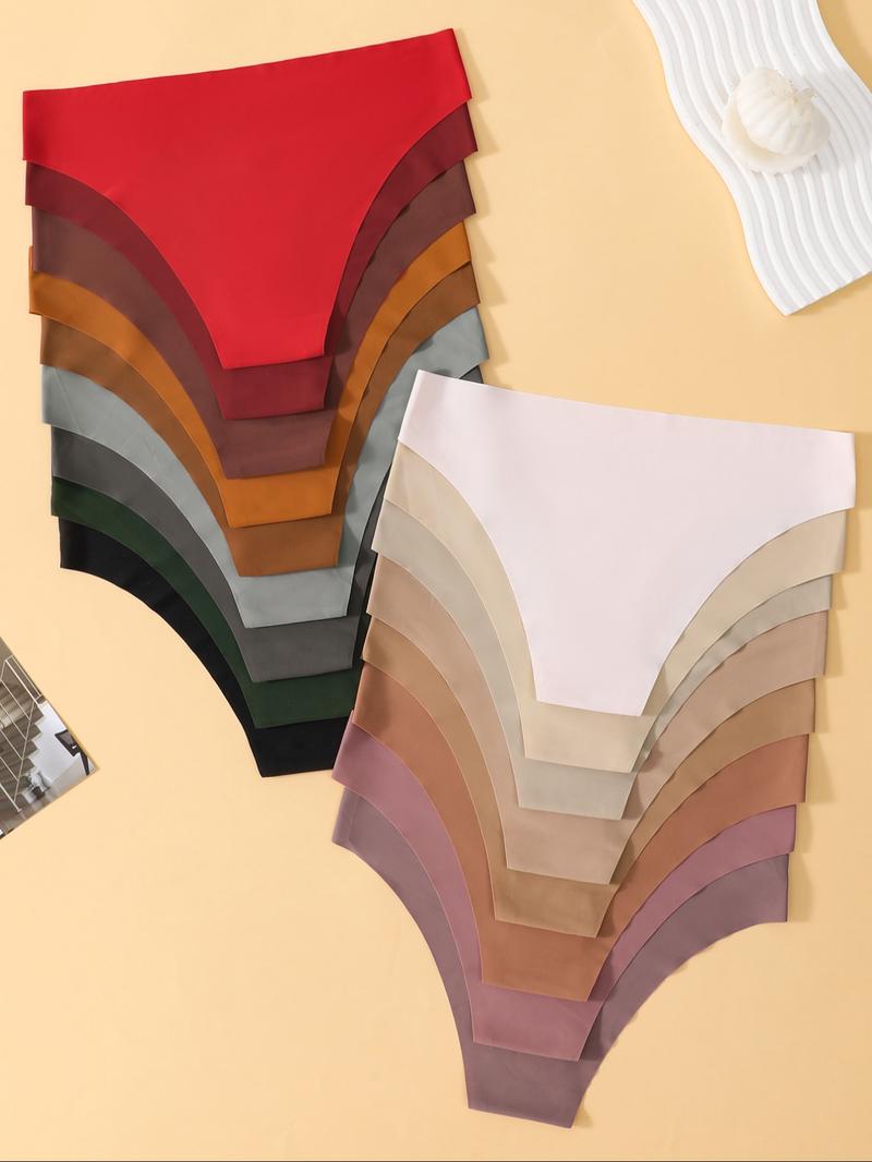 Women's Solid Color Seamless Panty, Elegant Soft Comfy Breathable Knicker for Daily Wear, Underwear for All Seasons, Seamless Panties Set