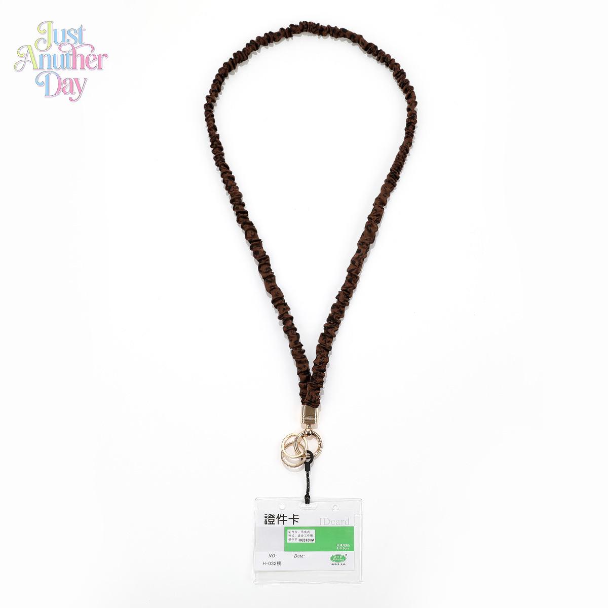 New Scrunchie Style Elastic Lanyard, stretchy pleated fabric strap with gold-tone hardware, multi-functional for ID badges, keys, and phones, available in trendy prints and solid colors, soft, comfortable, and durable for everyday use, Accessories, Mobile