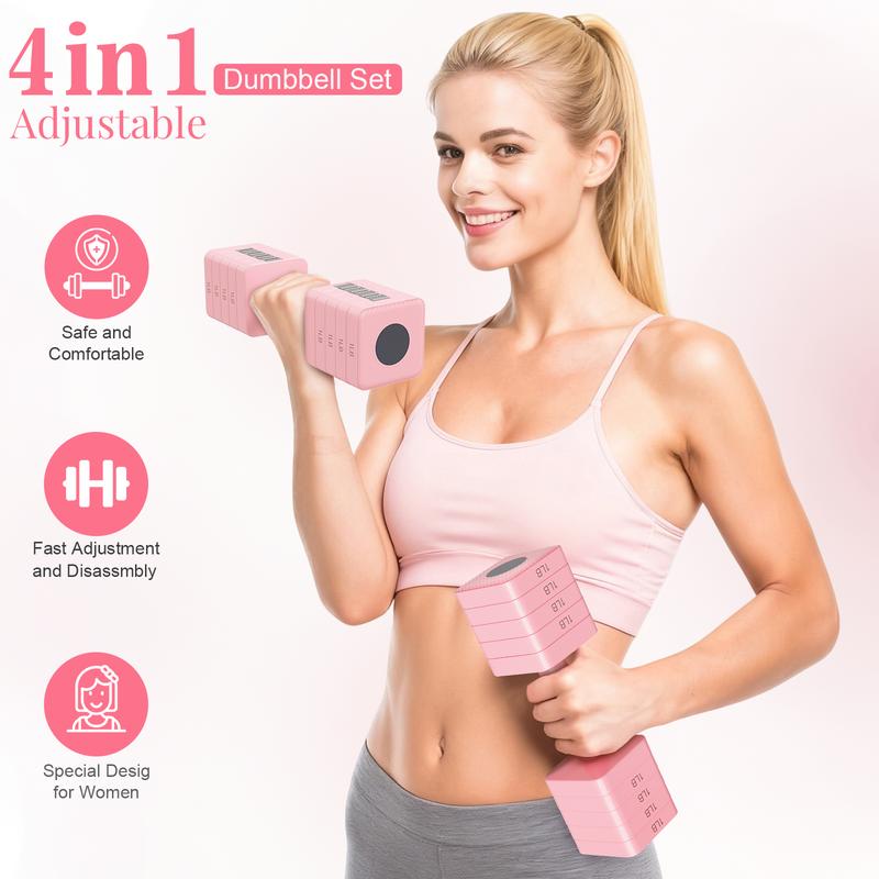 Bearbro 4-in-1 Adjustable Dumbbell Set , 22LBS/11LBS Hand Weights for Women, 1s-Adjust Dual-Stable Dumbbell Set for Women Home Gym & Outdoor