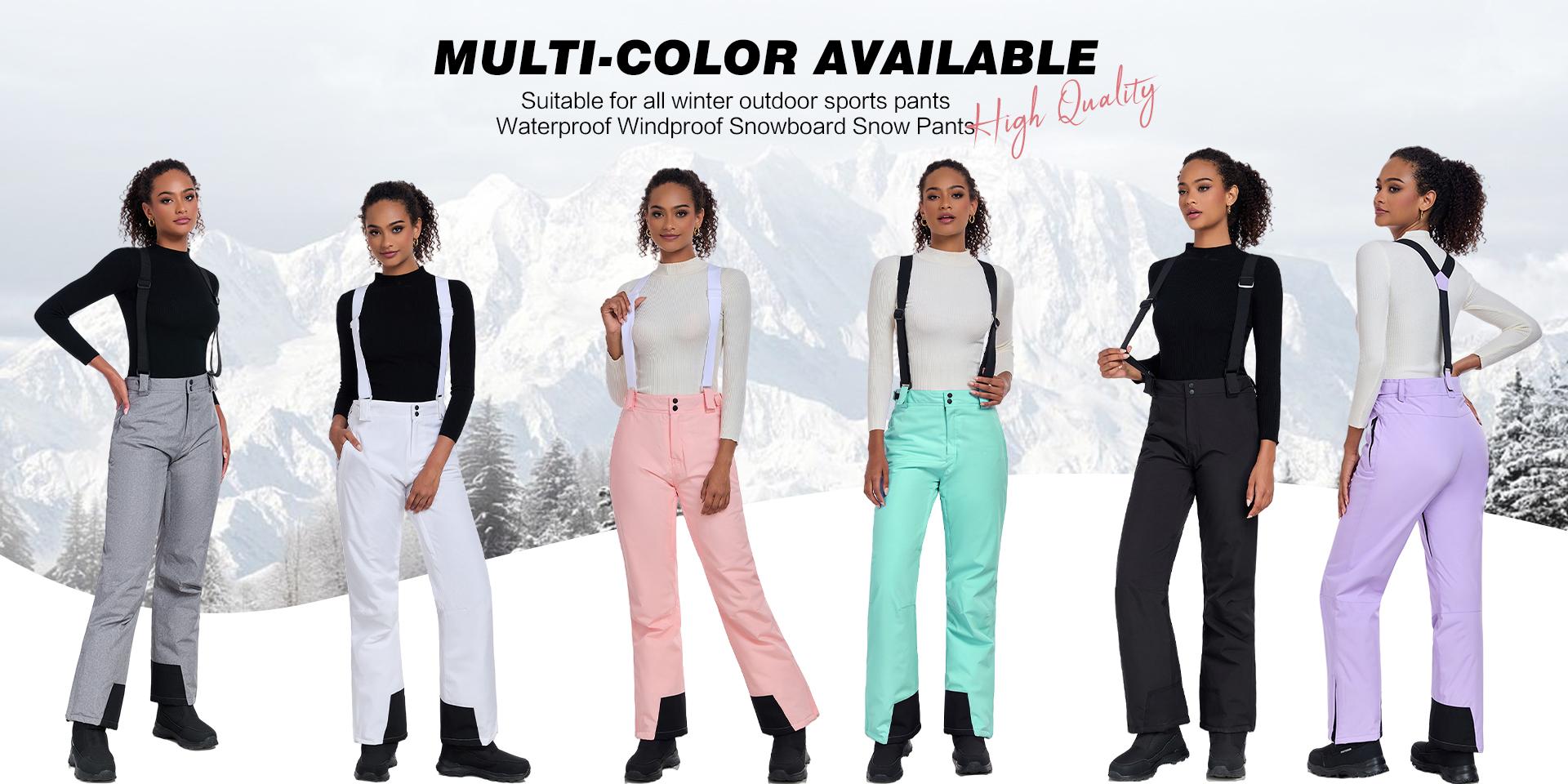 YEEFINE Women's Insulated Snow Pants Winter Warm Ski Pant Outdoor Waterproof Snowboard Bibs with Detachable Suspender