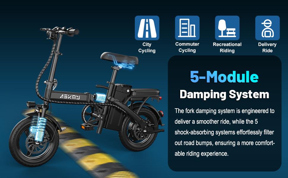 E14 Portable Folding E-Bike 1000W Peak Power, 45 Mile Range | 14" Small Wheel Design, Dual Disc Braking | UL2849 Certified, Puncture-Resistant Battery, 12-Month Warranty Commuting Scooter