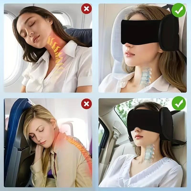 Travel Neck Pillow with Eye Mask, Memory Foam, Breathable Sleep Support, Multi-Functional Neck Shoulder Rest, Long Flight, Car Travel