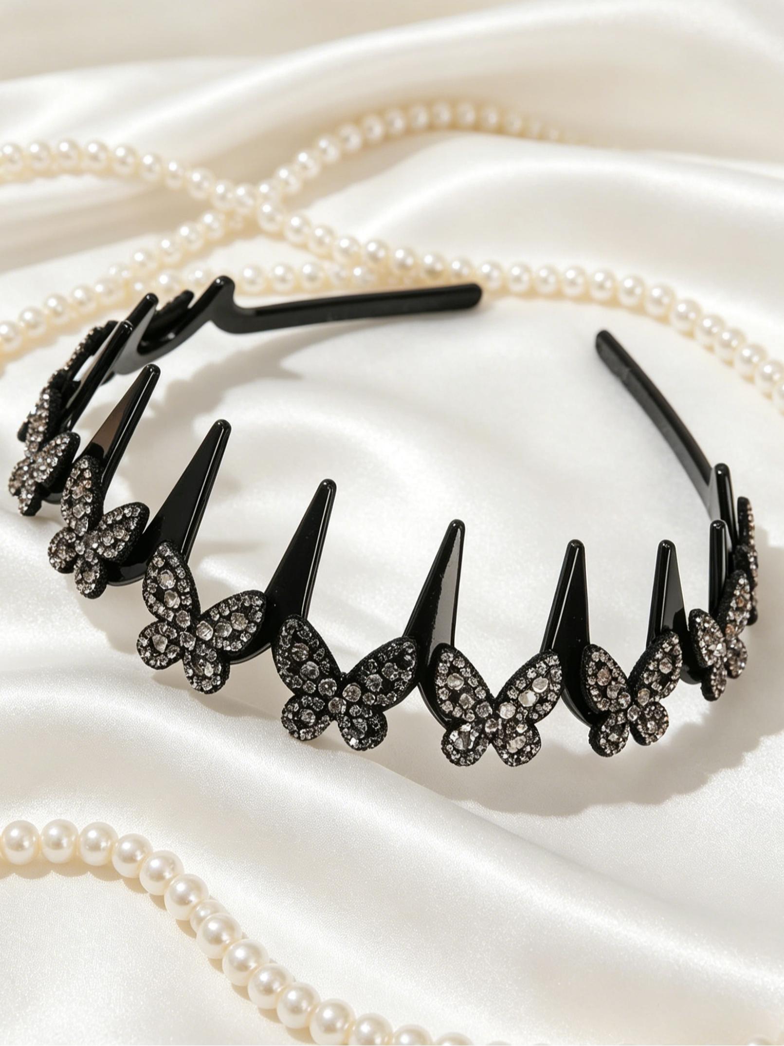 3pcs Women'S Multi-Color, High-End Temperament, Butterfly Decoration Fashion Headband, Suitable As a Gift for Women, Rhinestone Hair Accessories, Headbands Women