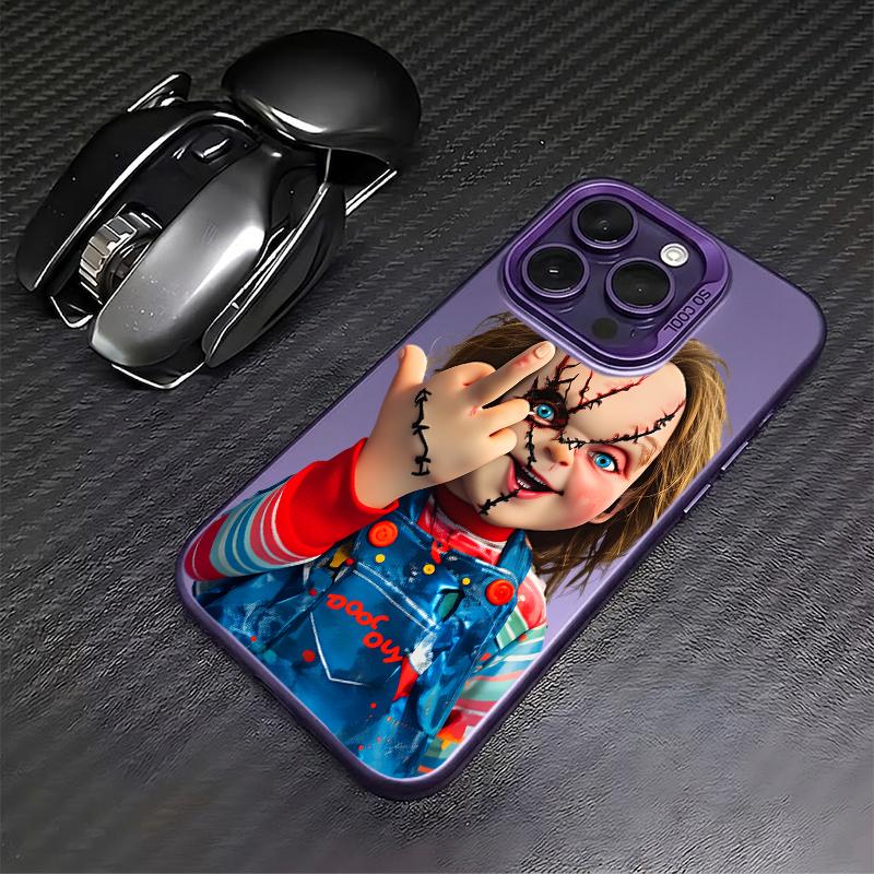 Chucky Creepy Gesture Pattern TPU Phone Case for iPhone 17,16 Pro Max,15,14 Plus,13,12,11,XR,XS & Samsung Galaxy S26,S25 Ultra,S24,S23,S22 Plus,S21 - Stylish, Anti-Drop, Shockproof, Durable with Camera Protection, Dark & Bloody Palette