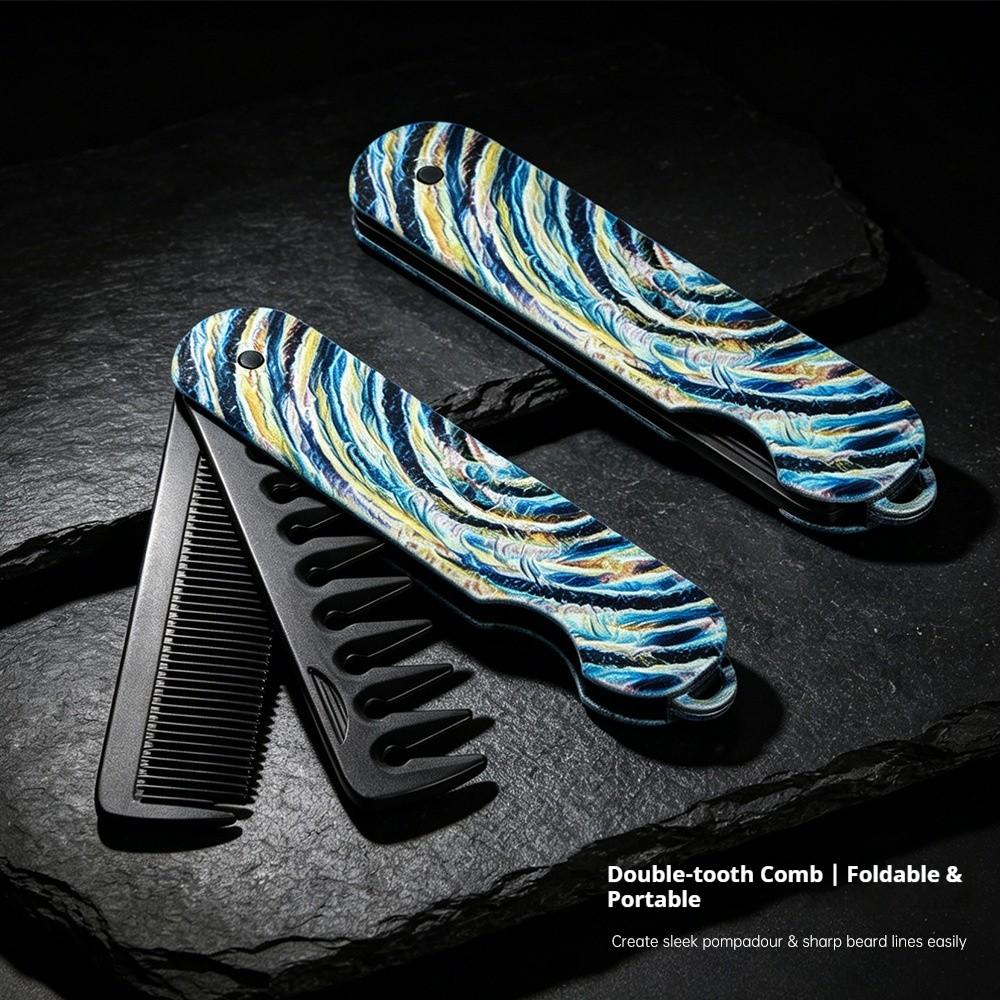 Folding Hair Comb for Men, Pocket Comb with Fine & Wide Tooth,Styling Comb for Travel and Everyday Grooming Combing Hair,Beard or Mustache