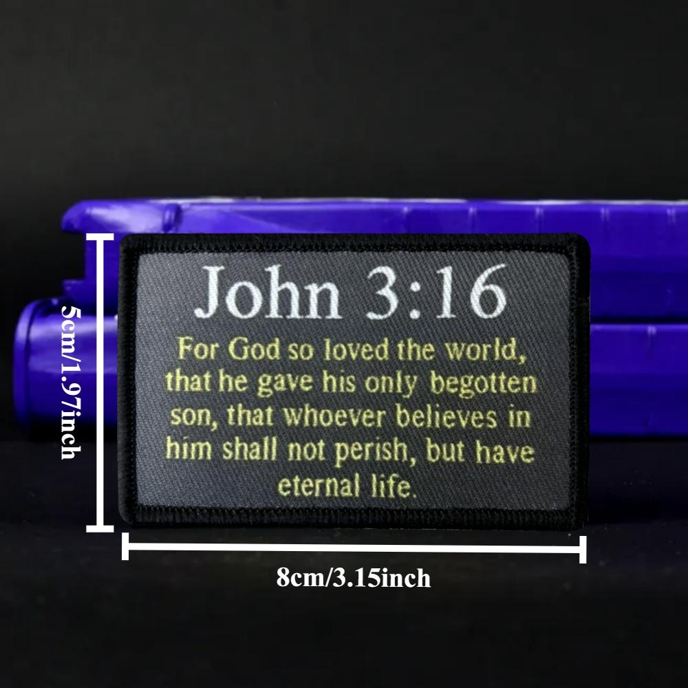 John 3:16 Religious Christian Catholic Tactical Patch Printed Hook&Loop Military Morale Badge Armband Chevron Backpack Stickers