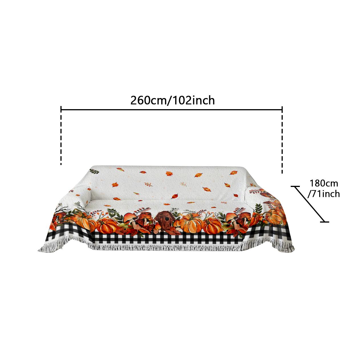 Autumn pumpkin leaf sofa cover machine washable sofa towel suitable for decorating sofas in bedrooms and living rooms throughout the year