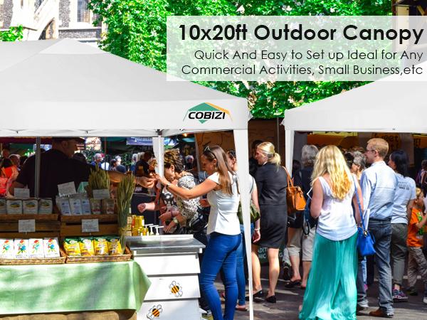 COBIZI 10x20 Pop Up Canopy Tent with Removable Sidewalls & Carry Bag for Parties、Beach、Camping、Wedding