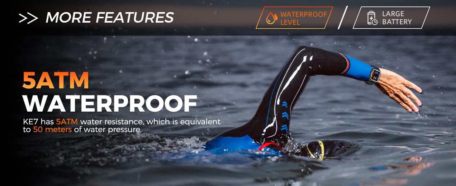 Smartwatch with LED/ UV Flashlight 5ATM Waterproof Smart Watches with Wireless Calling 100+ Sports Modes Diving Watch Multifunctional Digital Watch Gifts for Men