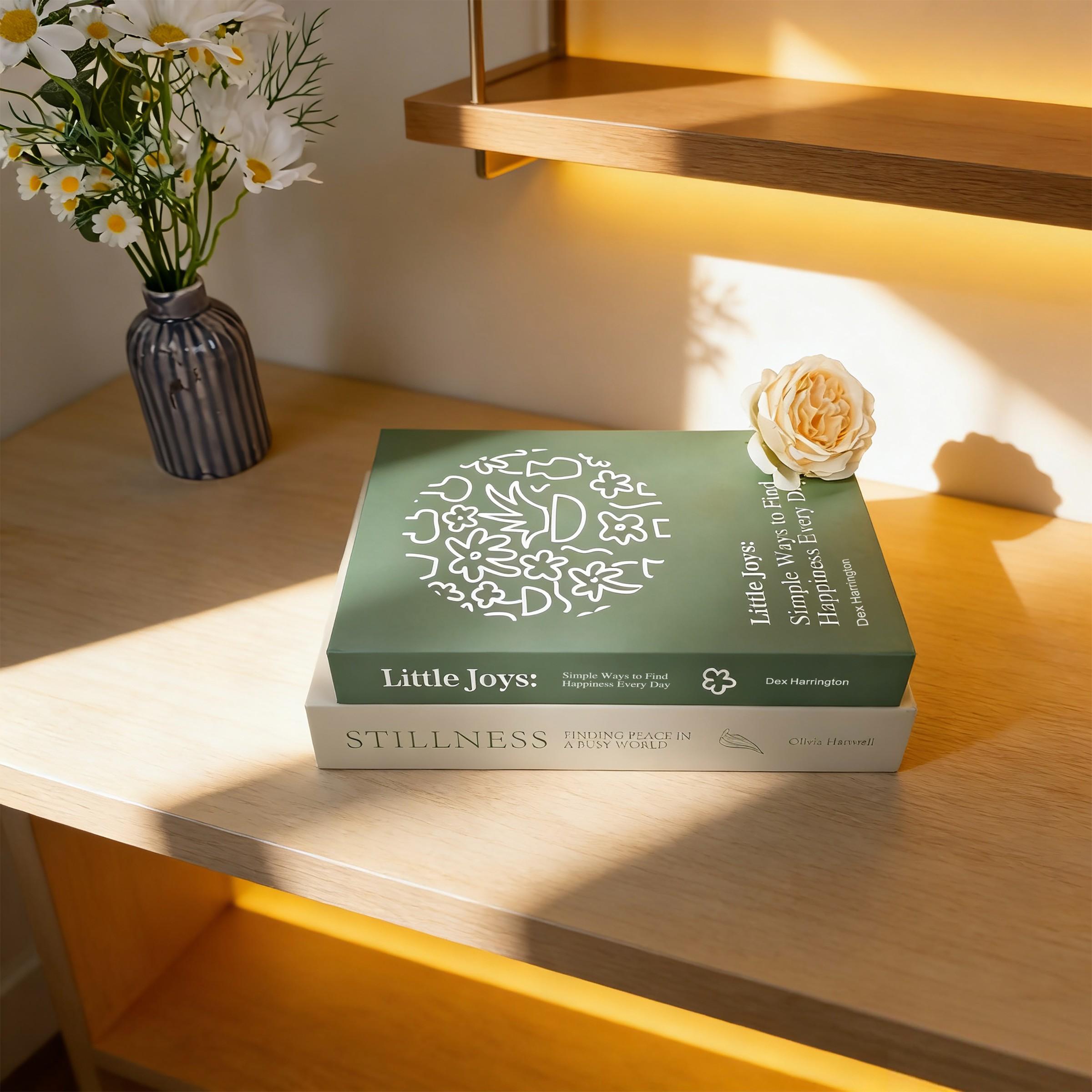 2pcs Simulated Bookends Home Decor, Foldable Fake Books, Stackable Prop for Bedroom Living Room Study, Photography Props, Holiday Decoration