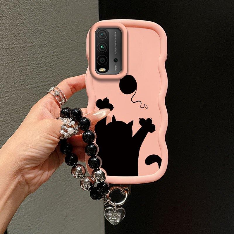1 Piece Shadow Kitten Stylish Suitable For Redmi 9 Power Phone Case Cover With Flexible Finish Featuring Anti-Scratch And Lanyard For Daily Use